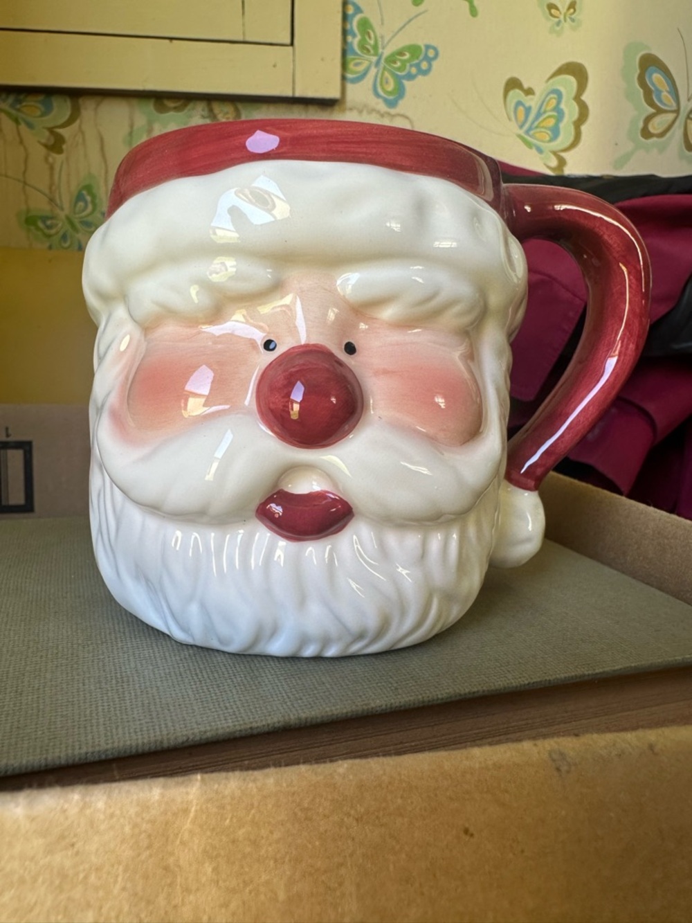 Santa Claus Ceramic Mug - Red & White Holiday Mug